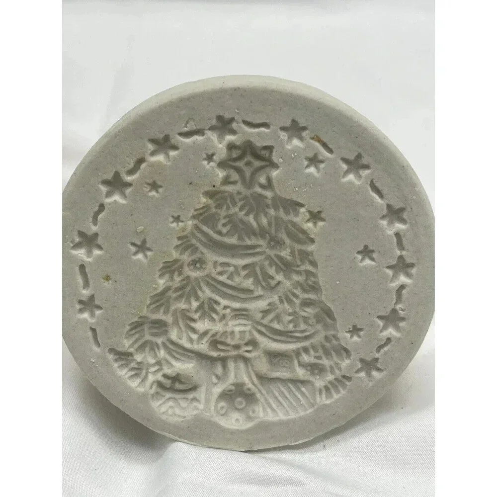 Vintage Norpro Christmas Tree Hand Painted Cookie Stamp 5” In Box
